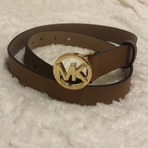 Michael Kors Tan/Gold Small Logo Belt